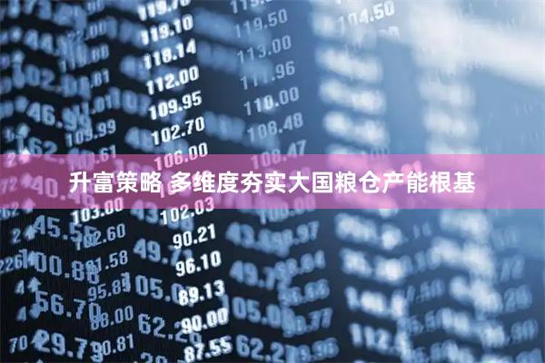 升富策略 多维度夯实大国粮仓产能根基